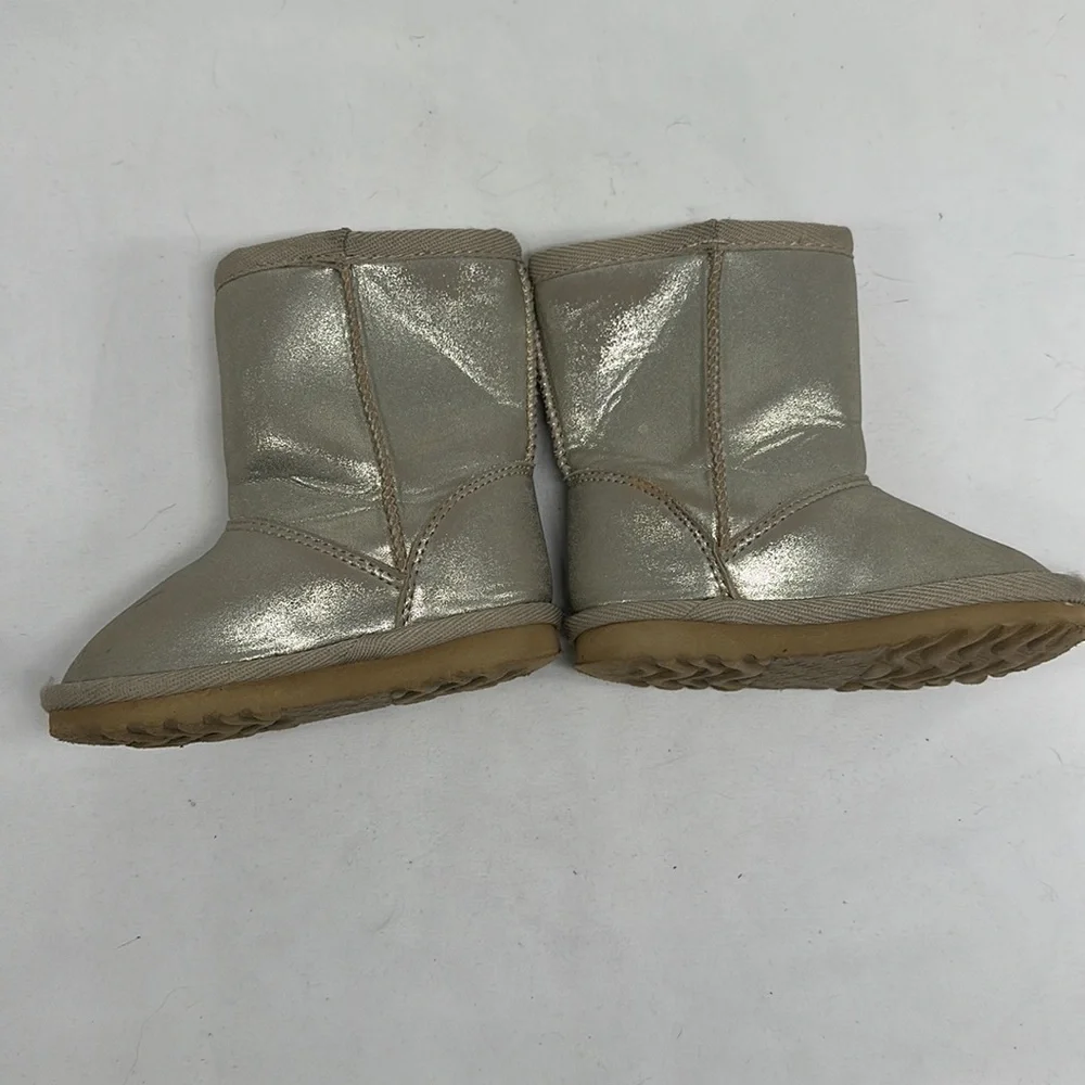 Childrens Toddler Kids Metallic Gold Boots Size 5